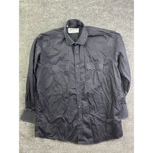 Schaefer Outfitter Western Shirt Mens XL Black Long Sleeve Pearl Snap‎ Cotton